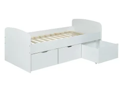 Vente-unique Lit LOUANE avec 2 tiroirs et 1 coffre de rangement - 90 x 190 cm - Blanc Outlet