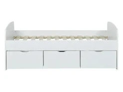 Vente-unique Lit LOUANE avec 2 tiroirs et 1 coffre de rangement - 90 x 190 cm - Blanc Outlet