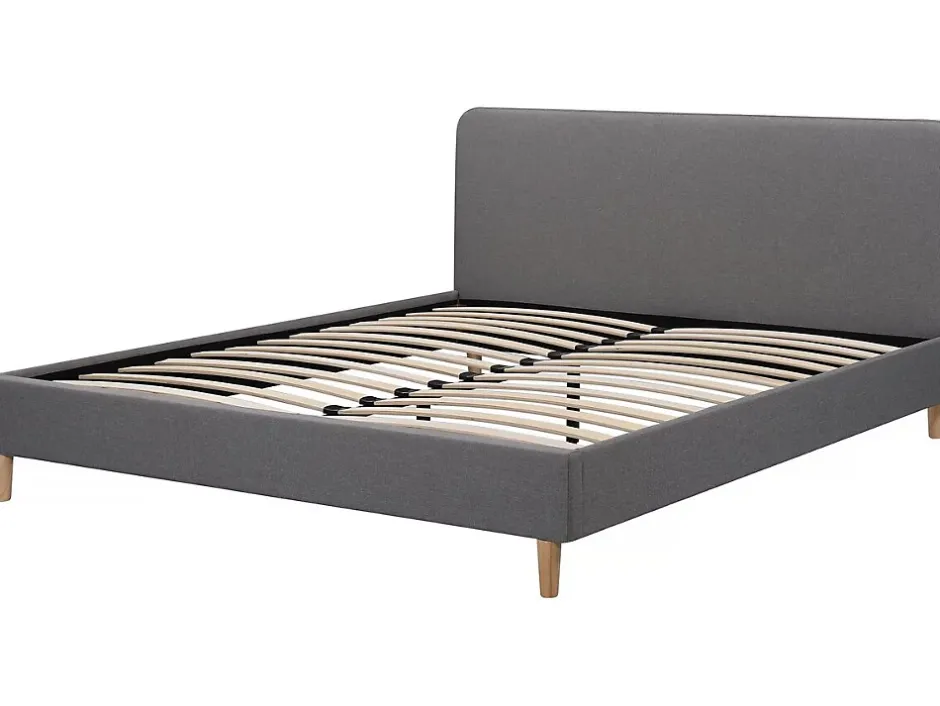 Habitat Et Jardin Lit louise 203 x 148 x 90 cm en tissu cadre a lattes pour 2 personnes de couleur gris Clearance