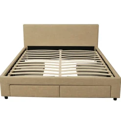 Weber Industries Lit LUGANO 160x200 + 1 sommier + 4 tiroirs / Beige