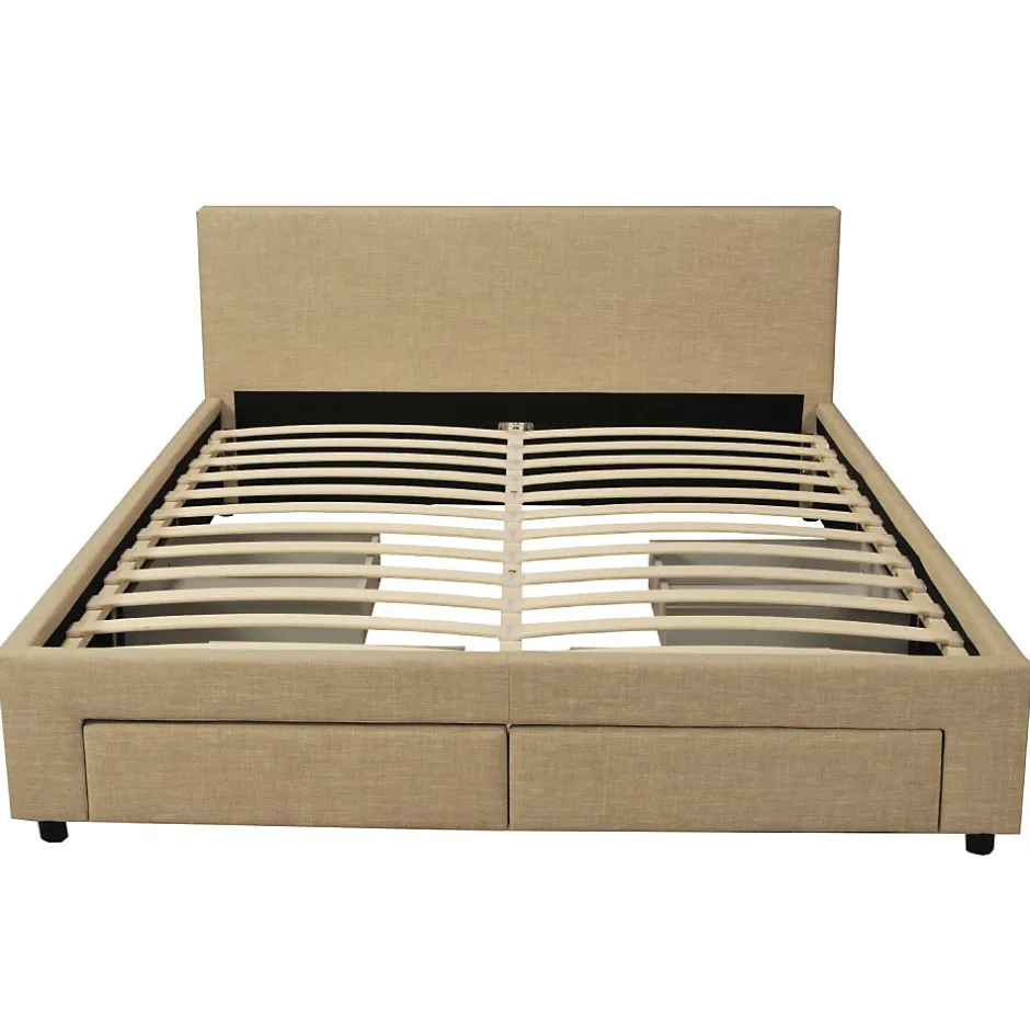Weber Industries Lit LUGANO 140x190 + 1 sommier + 4 tiroirs / Beige