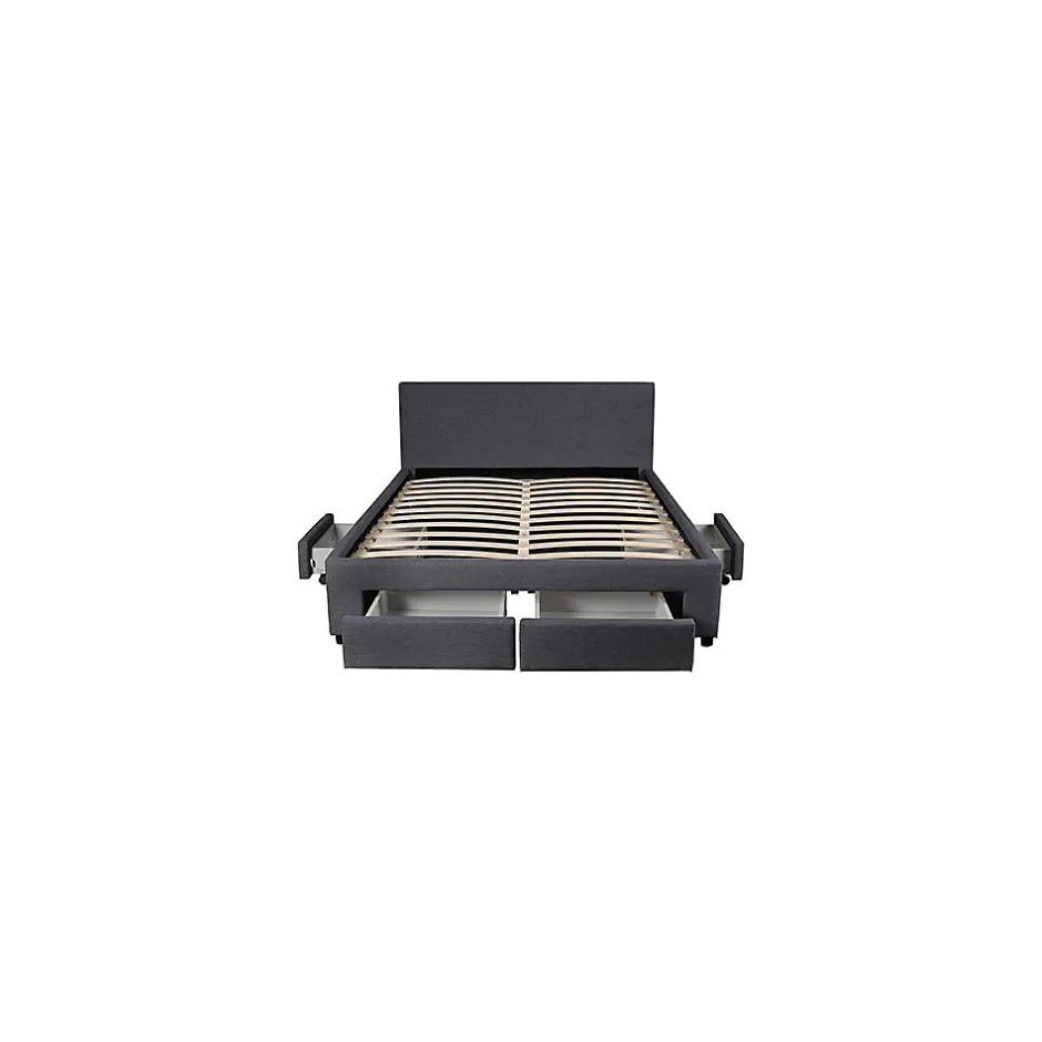 Weber Industries Lit LUGANO 160x200 + 1 sommier + 4 tiroirs / Gris foncé