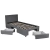 Weber Industries Lit LUGANO 90x190 + 1 sommier + 2 tiroirs / Gris foncé Clearance