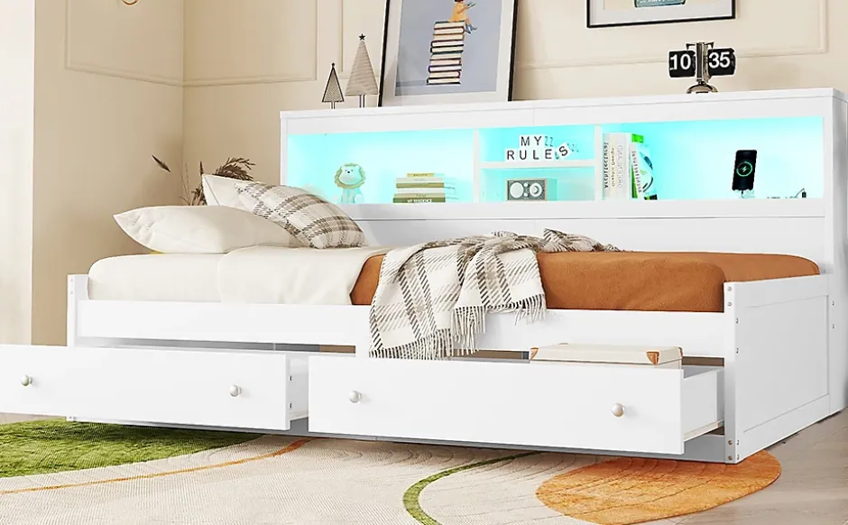 Fortuna lai Lit Maison 90x200cm, Enfant, Forme Cheminée, Bois de Pin, Blanc Online