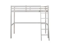 Vente-unique Lit mezzanine - 90 x 190 cm - Pin massif - Blanchi + matelas - GEDEON II New