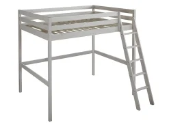 Vente-unique Lit mezzanine - 140 x 190 cm - Pin massif - Blanchi + matelas -GEDEON II