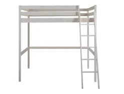 Vente-unique Lit mezzanine - 140 x 190 cm - Pin massif - Blanchi + matelas -GEDEON II