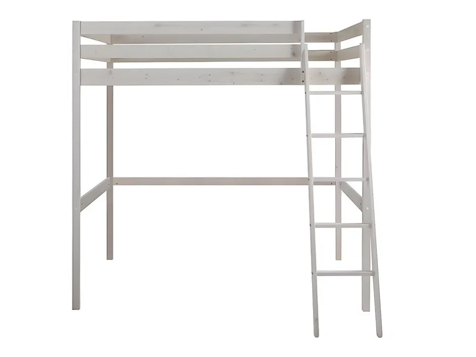 Vente-unique Lit mezzanine - 140 x 190 cm - Pin massif - Blanchi + matelas -GEDEON II