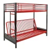 Vente-unique Lit mezzanine 90 x 190 cm - Avec banquette convertible - Métal - Noir et rouge - MODULO V