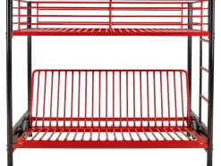 Vente-unique Lit mezzanine 90 x 190 cm - Avec banquette convertible - Métal - Noir et rouge - MODULO V