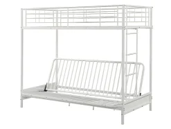 Vente-unique Lit mezzanine 90 x 190 cm - Avec banquette convertible - Métal - Blanc + Futon + Matelas - MODULO V
