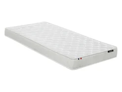 Vente-unique Lit mezzanine 90 x 190 cm - Avec banquette convertible - Métal - Blanc + Futon + Matelas - MODULO V