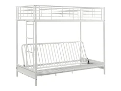 Vente-unique Lit mezzanine 90 x 190 cm - Avec banquette convertible - Métal - Blanc - MODULO V Discount
