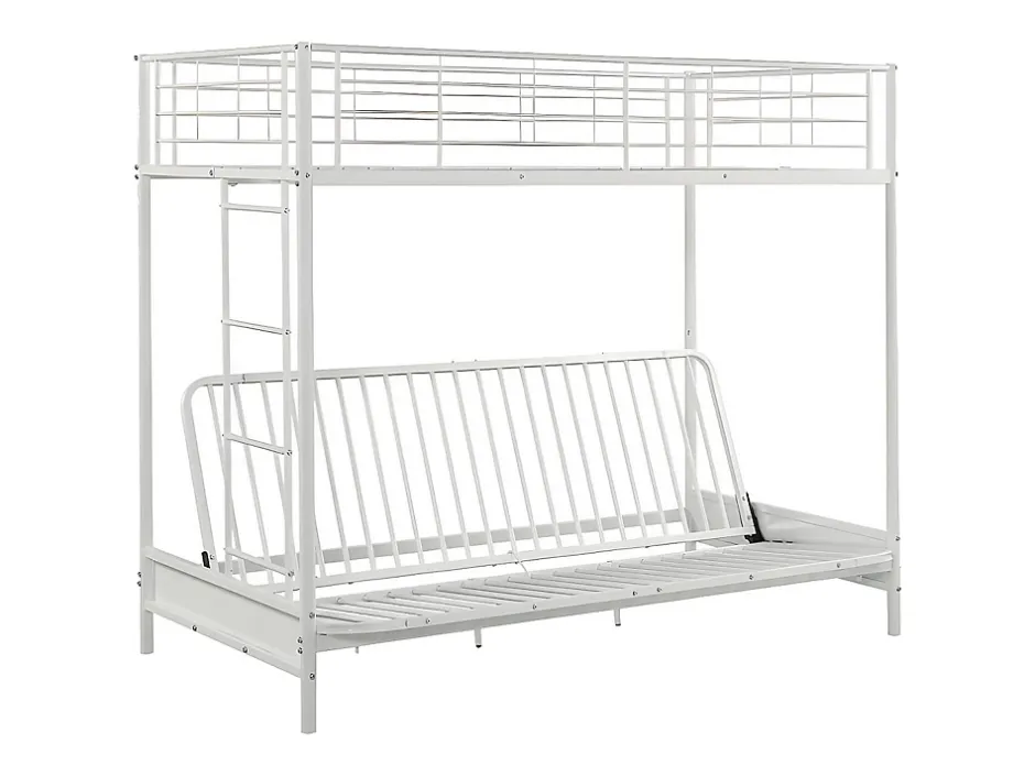 Vente-unique Lit mezzanine 90 x 190 cm - Avec banquette convertible - Métal - Blanc - MODULO V Discount