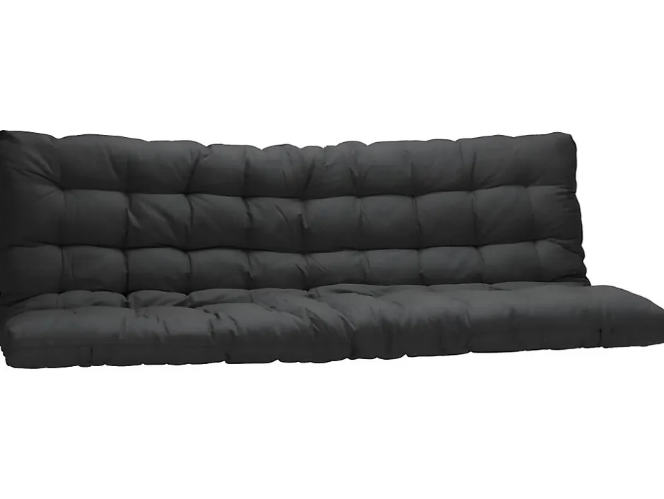 Vente-unique Lit mezzanine 90 x 190 cm - Avec banquette convertible - Métal - Blanc + Futon noir - MODULO V Outlet