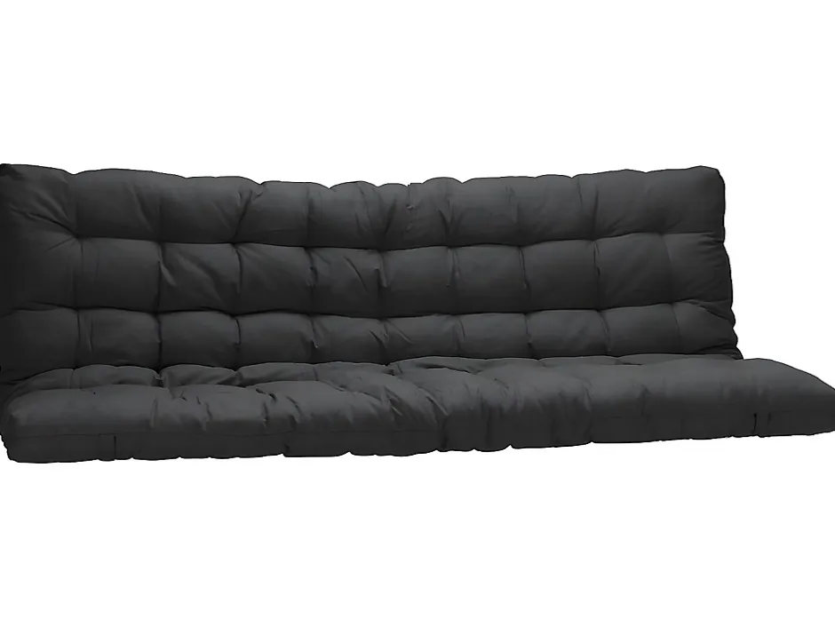 Vente-unique Lit mezzanine 90 x 190 cm - Avec banquette convertible - Métal - Blanc + Futon noir - MODULO V Outlet