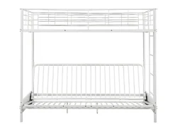 Vente-unique Lit mezzanine 90 x 190 cm - Avec banquette convertible - Métal - Blanc + Futon noir - MODULO V Outlet