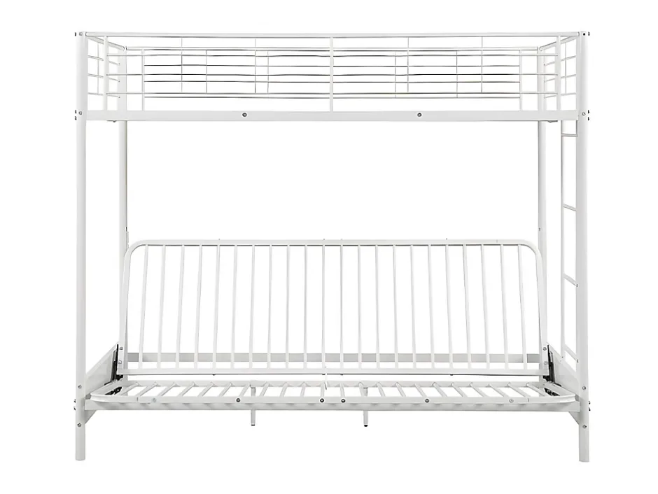Vente-unique Lit mezzanine 90 x 190 cm - Avec banquette convertible - Métal - Blanc + Futon noir - MODULO V Outlet