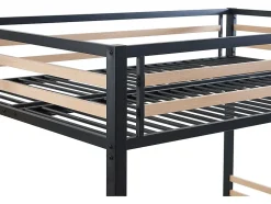 Vente-unique Lit mezzanine 140 x 200 cm - Métal et MDF - Noir et naturel - JOGUI Discount