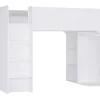 Vente-unique Lit mezzanine 90 x 190 cm avec rangements - Blanc - COLUMI