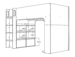Vente-unique Lit mezzanine 90 x 190 cm avec rangements - Blanc - COLUMI