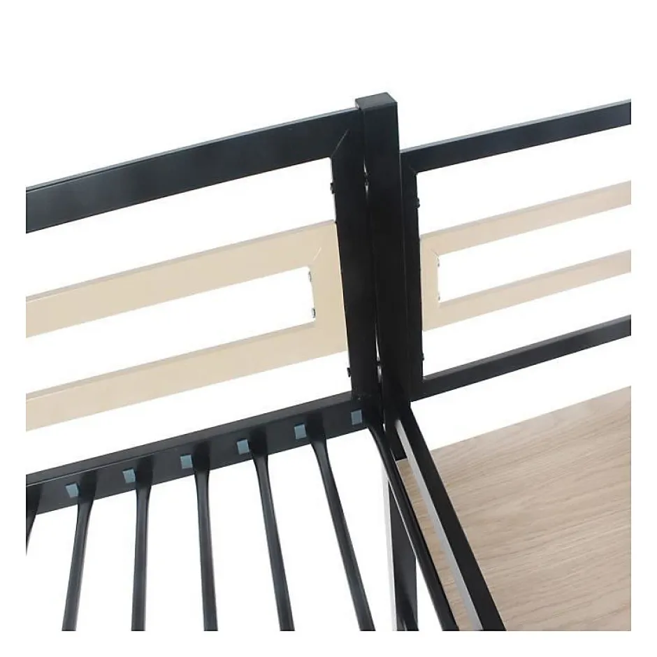 Generic Lit mezzanine - 140x190 cm - Métal - Noir - Sommier inclus - LEON