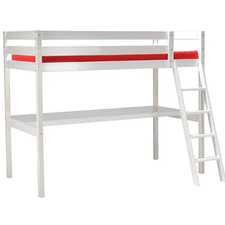 Weber Industries Lit mezzanine ASPEN 90x190 + 1 sommier + bureau / Blanc