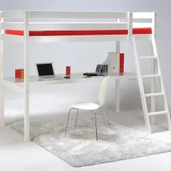 Weber Industries Lit mezzanine ASPEN 90x190 + 1 sommier + bureau / Blanc