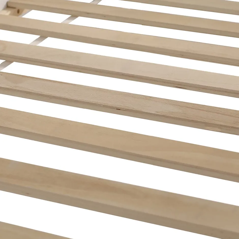 Simple Life Lit mezzanine avec toboggan, échelle droite à 3 marches, étagère amovible, MDF et pin, blanc naturel, 90x200cm Discount