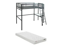 Vente-unique Lit mezzanine CASUAL II - 140 x 190 cm - plateforme bureau - Anthracite + matelas Online