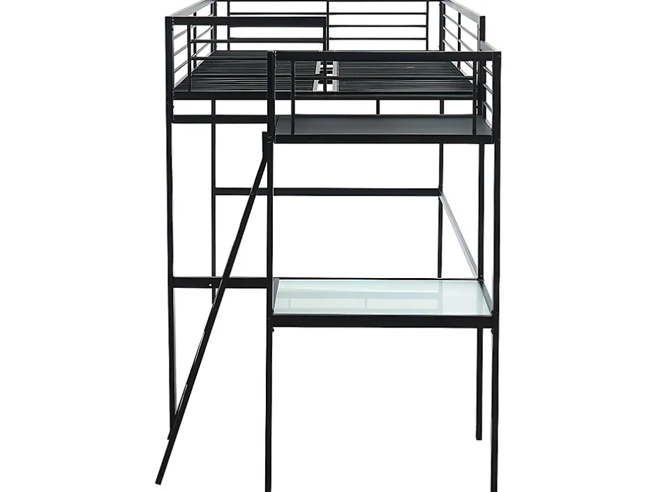 Vente-unique Lit mezzanine CASUAL II - 140 x 190 cm - plateforme bureau - Anthracite + matelas Online