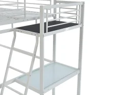 Vente-unique Lit mezzanine CASUAL II - 140 x 190 cm - plateforme bureau - Blanc Outlet