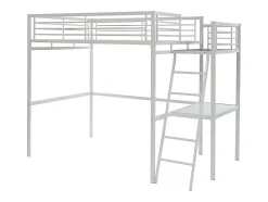 Vente-unique Lit mezzanine CASUAL II - 140 x 190 cm - plateforme bureau - Blanc Outlet