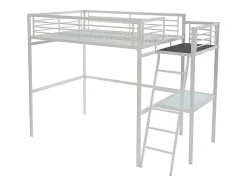 Vente-unique Lit mezzanine CASUAL II - 140 x 190 cm - plateforme bureau - Blanc Outlet