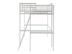 Vente-unique Lit mezzanine CASUAL II - 140 x 190 cm - plateforme bureau - Blanc Outlet