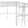 Vente-unique Lit mezzanine CASUAL II - 140 x 190 cm - plateforme bureau - Blanc + matelas Hot