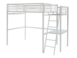 Vente-unique Lit mezzanine CASUAL II - 140 x 190 cm - plateforme bureau - Blanc + matelas Hot