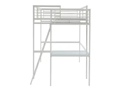 Vente-unique Lit mezzanine CASUAL II - 140 x 190 cm - plateforme bureau - Blanc + matelas Hot