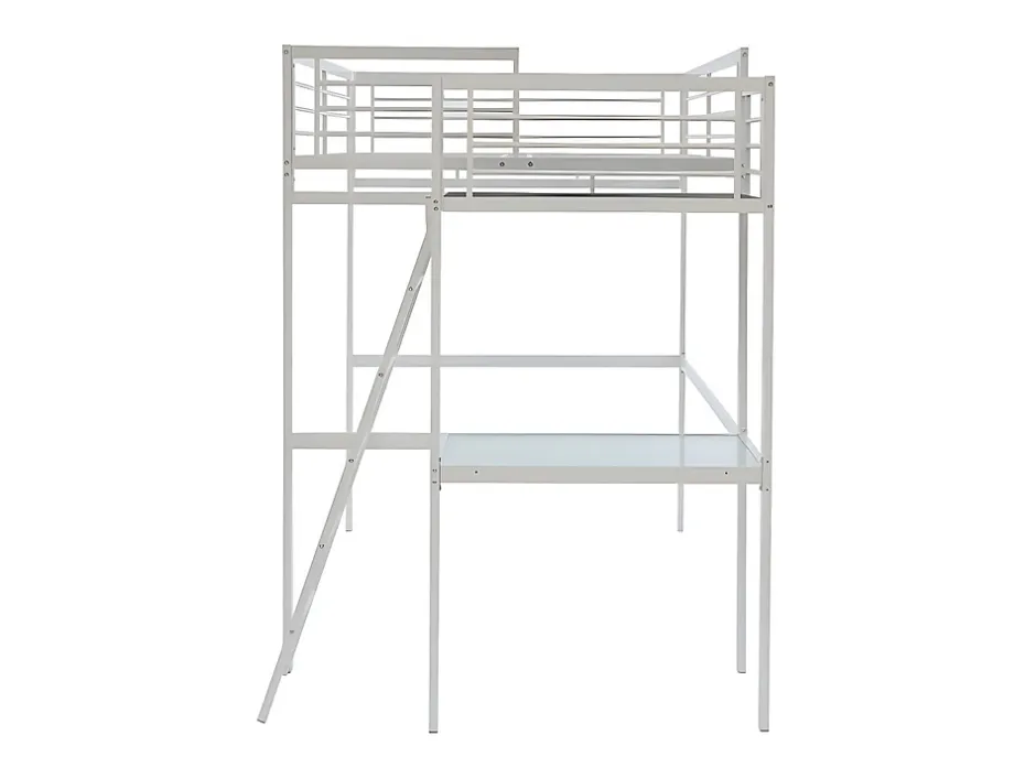 Vente-unique Lit mezzanine CASUAL II - 140 x 190 cm - plateforme bureau - Blanc + matelas Hot