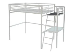 Vente-unique Lit mezzanine CASUAL II - 140 x 190 cm - plateforme bureau - Blanc + matelas Hot
