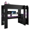 Parisot Lit mezzanine combine enfant LED Gamer ONLINE - 90 x 200 cm - Noir mat - Sommier inclus -