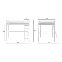 Generic Lit mezzanine ELIOT 140 x 190 cm - Métal - Sommier inclus - Blanc New