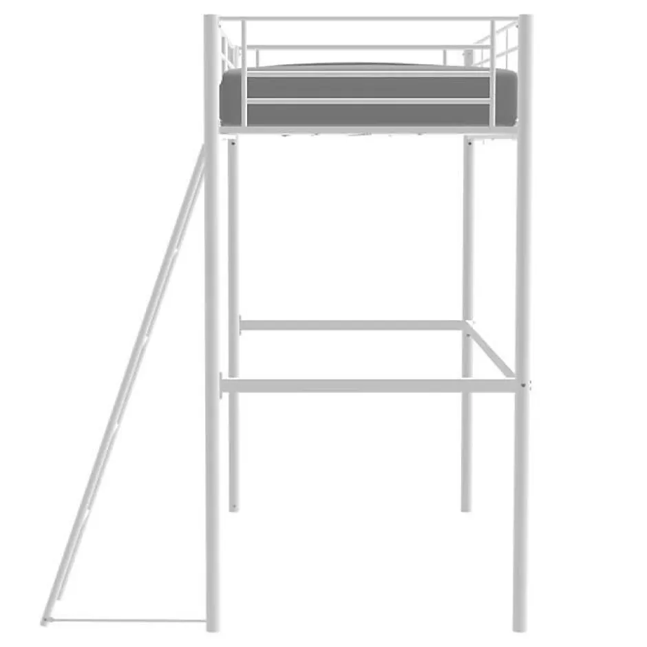 Generic Lit mezzanine ELIOT 90 x 190 cm - Métal - Sommier inclus - Blanc