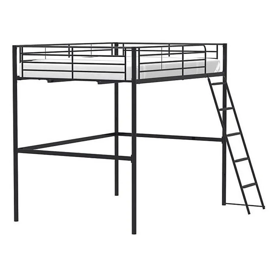 Generic Lit mezzanine en metal - Noir - Sommier inclus - 140 x 200 cm - ELIOT