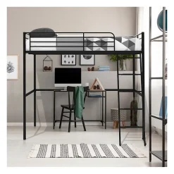 Generic Lit mezzanine en metal - Noir - Sommier inclus - 140 x 200 cm - ELIOT