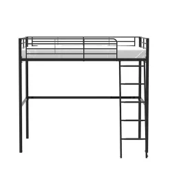 Generic Lit mezzanine en metal - Noir - Sommier inclus - 140 x 200 cm - ELIOT