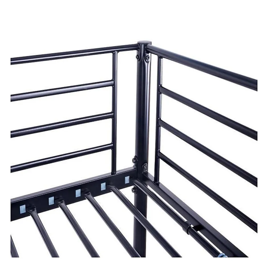 Generic Lit mezzanine en metal - Noir - Sommier inclus - 140 x 200 cm - ELIOT