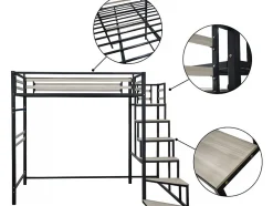 Enfant Habitat Et Jardin Lit mezzanine en métal avec escalier