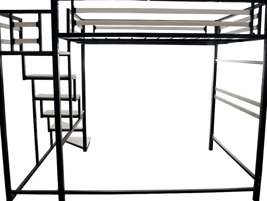 Enfant Habitat Et Jardin Lit mezzanine en métal avec escalier "LENA" 140 x 190 cm Noir