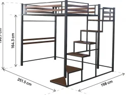 Enfant Habitat Et Jardin Lit mezzanine en métal avec escalier